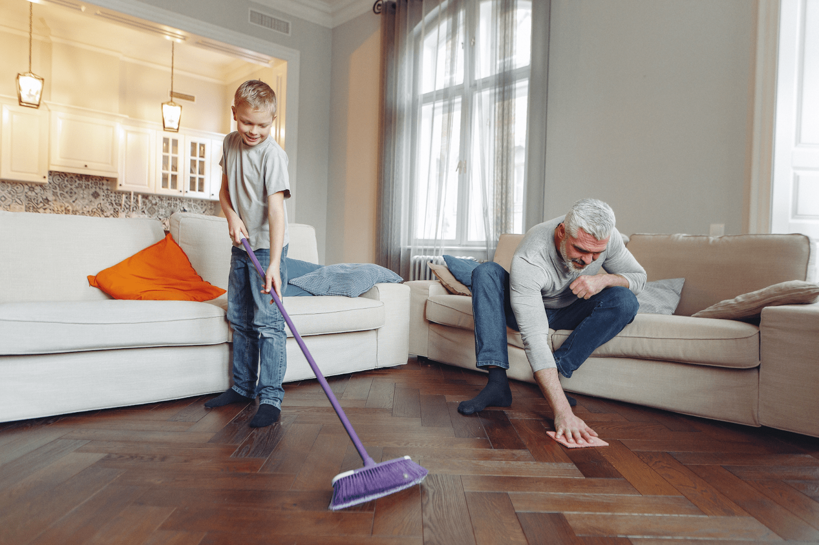 spend time with family cleaning